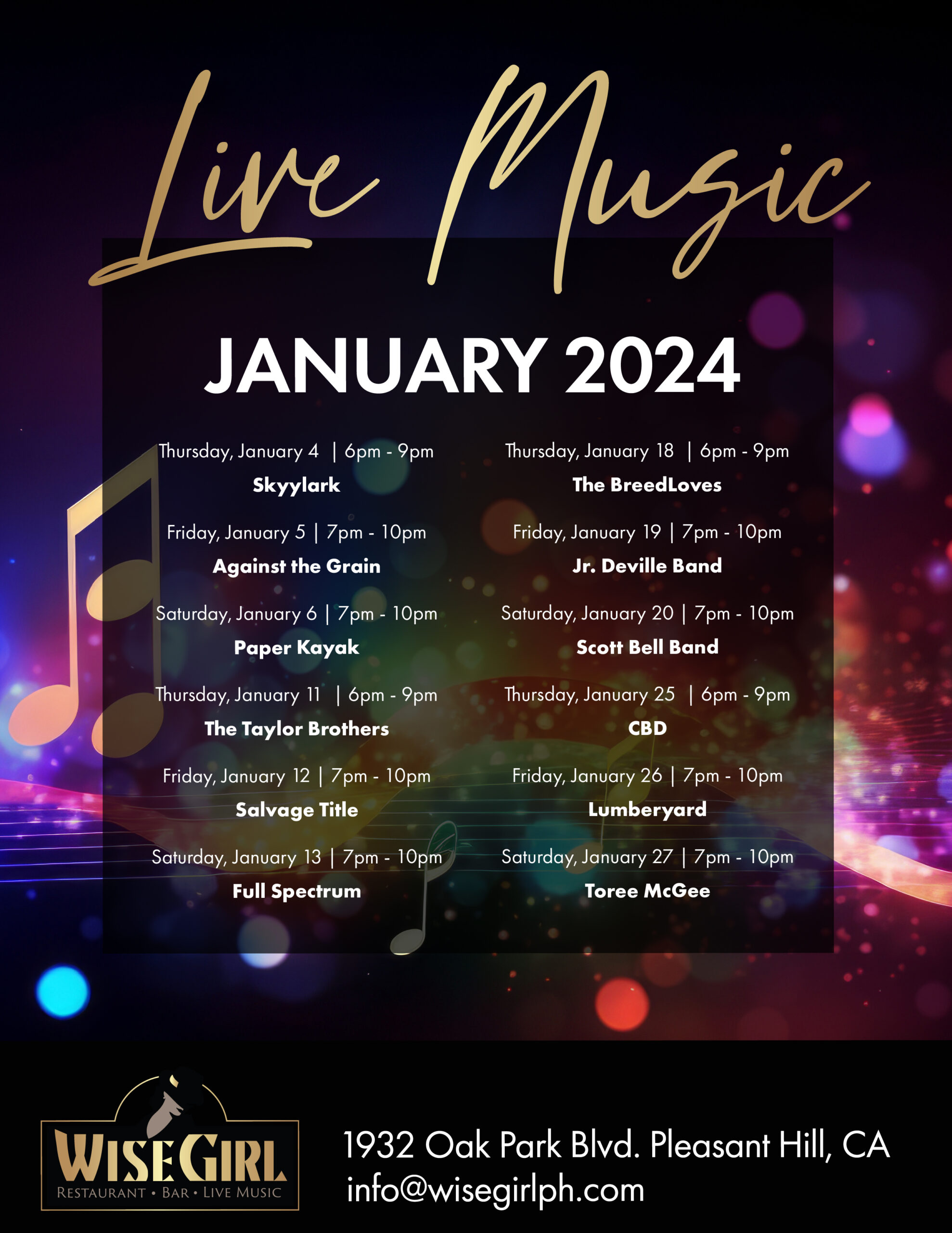 Live Music Calendar WiseGirl Restaurant Bar Live Music Live Music Calendar WiseGirl Restaurant Bar Live Music
